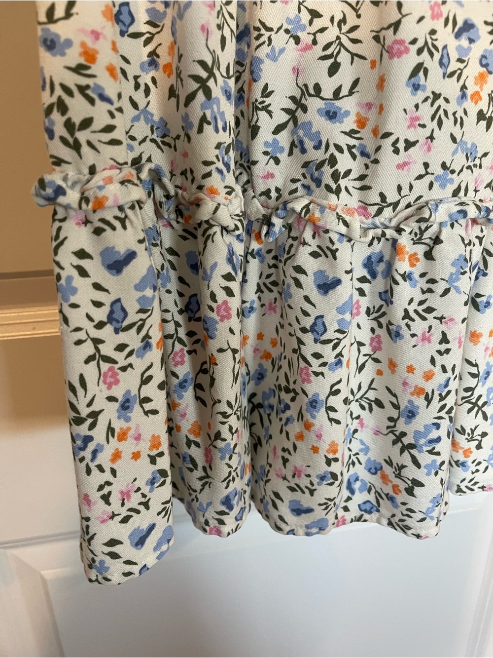 Jessica Simpson Girls Cream Dress with Blue and Peach Floral Print XL (14/16) - Picture 3 of 12